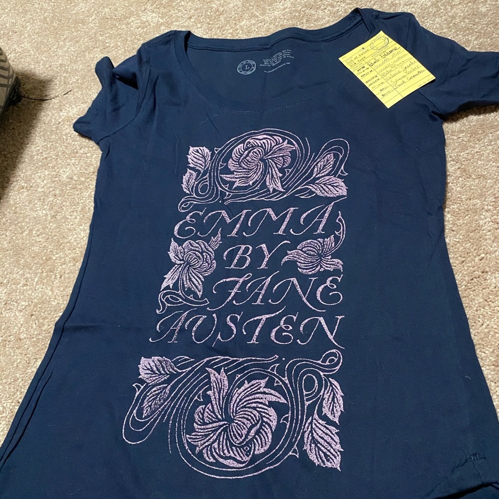 Emma shirt NWT Out of Print size L Jane Austen
